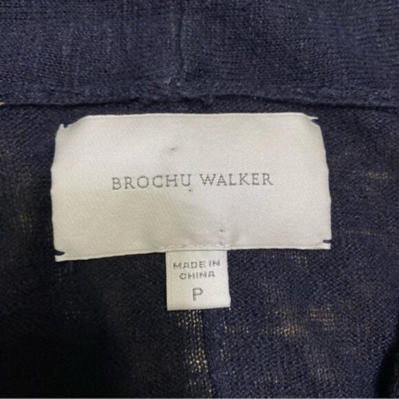 Brochu Walker Button Front Linen Cotton Cardigan Navy Women Size P - Picture 7 of 8